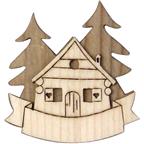 Magnet 3D bicolor aus Holz mit Hütte