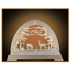 LED round arch with deer, roebuck  49x42cm